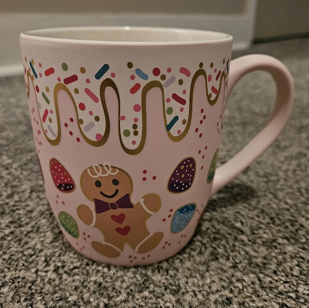 Gingerbread Man Pink Mug With Candy Treats Peppermint & Pine - Picture 1 of 3